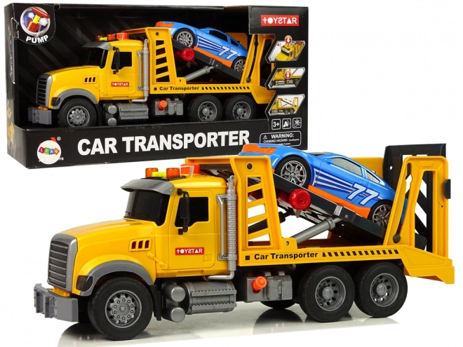 yellow rescue transport truck with sounds and lights