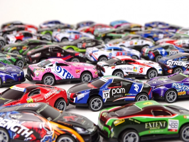 Metal Sports Car Set in Various Colors - 48 Pieces