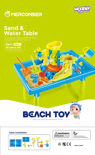 Woopie Sand and Water Play Table with Palm 18 Pc