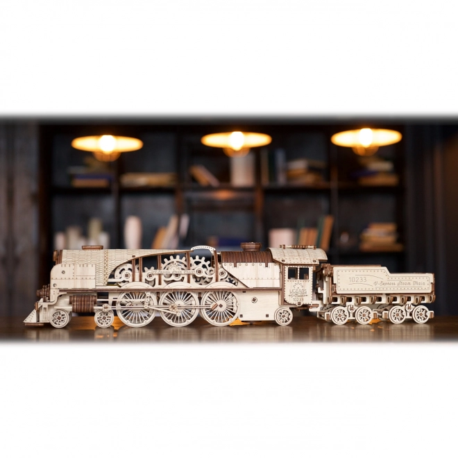 Ugears 3D Wooden Mechanical Puzzle Steam Locomotive V-Express 4-6-2 with Tender