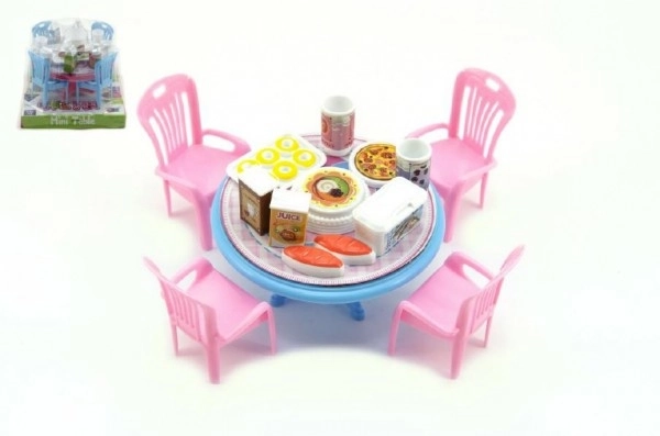 Furniture For Dolls - Table And Chairs With Accessories