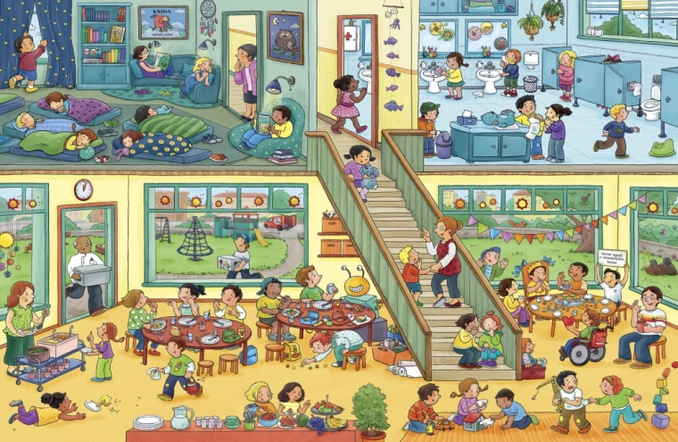 Lively kindergarten atmosphere