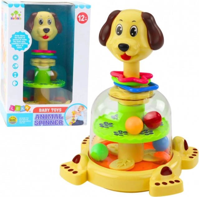 Bakelite baby spinner with dog and colorful beads