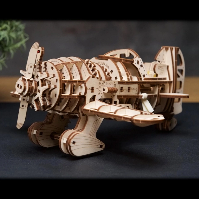 Ugears 3D Wooden Mechanical Puzzle Airplane Mad Hornet