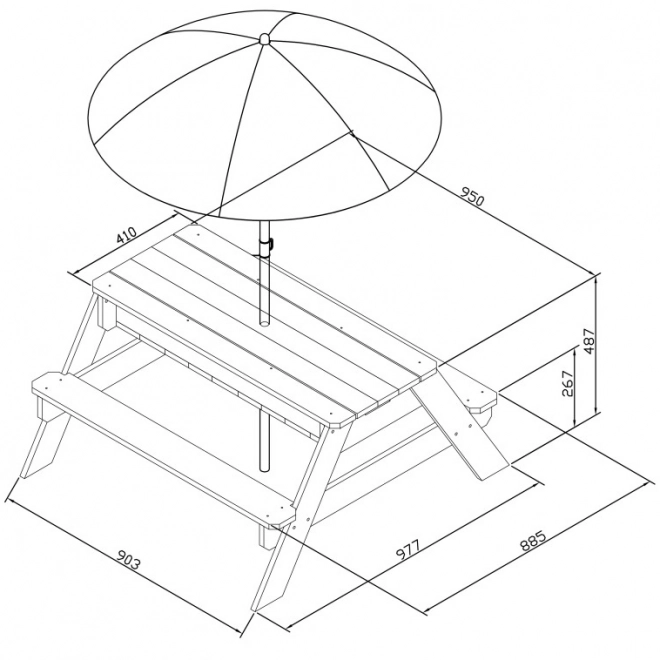 Nick Picnic Table with Bench and Parasol AXI