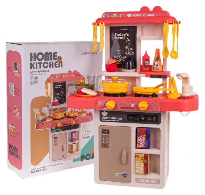 Interactive Kitchen Set with Lights Function Pink