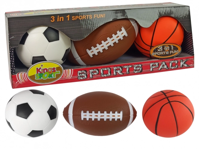 Soft Sports Ball Set 3-in-1 Football Basketball Baseball