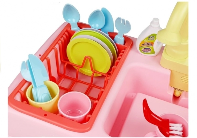 Colorful Sink with Water and Accessories for Kids