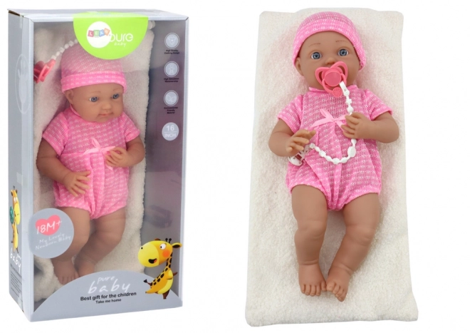 Baby Doll in Pink Outfit with Cap and Pacifier