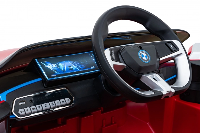 Auto BMW i4 na akumulátor pre deti biele – Červené