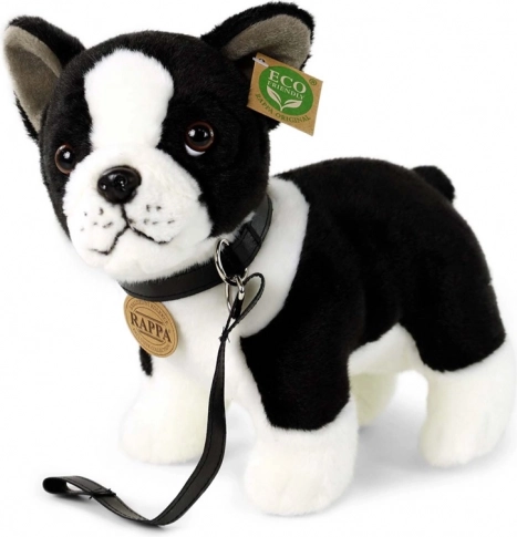 Bulldog francese di peluche con guinzaglio 23 cm eco-friendly