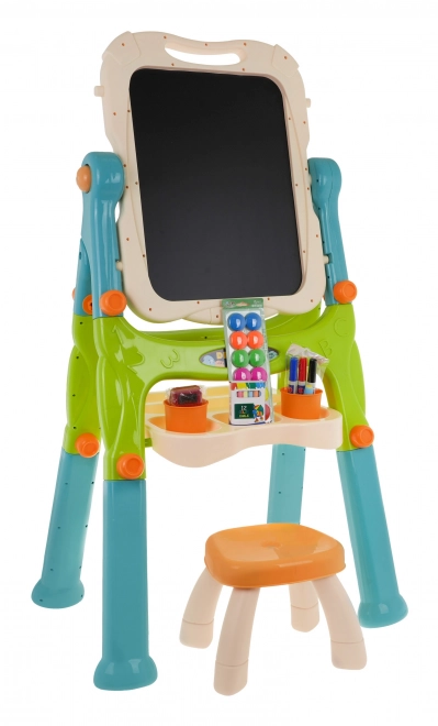 Adjustable Dual-Sided Magnetic and Chalkboard Easel for Kids