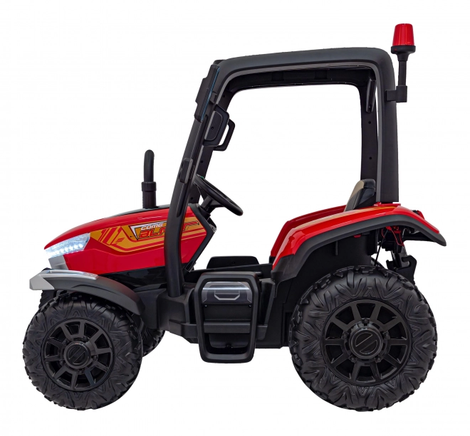 Traktor s přívěsem červený