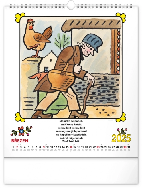 Children's Wall Calendar with Josef Lada Illustrations 2025