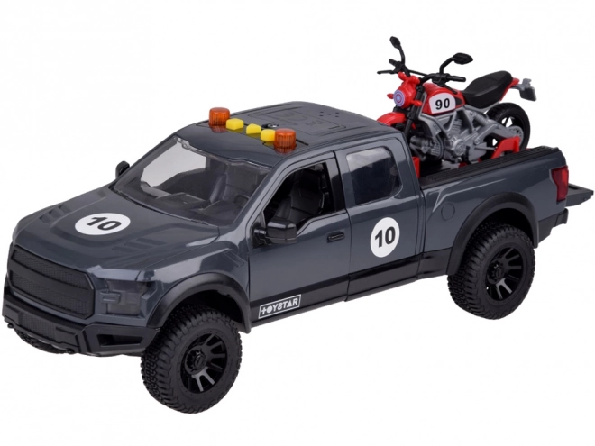 Pickup and Motorcycle Toy Set with Sound and Lights