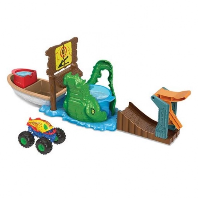 Hot Wheels Monster Trucks Color Shifters Crocodile Playset