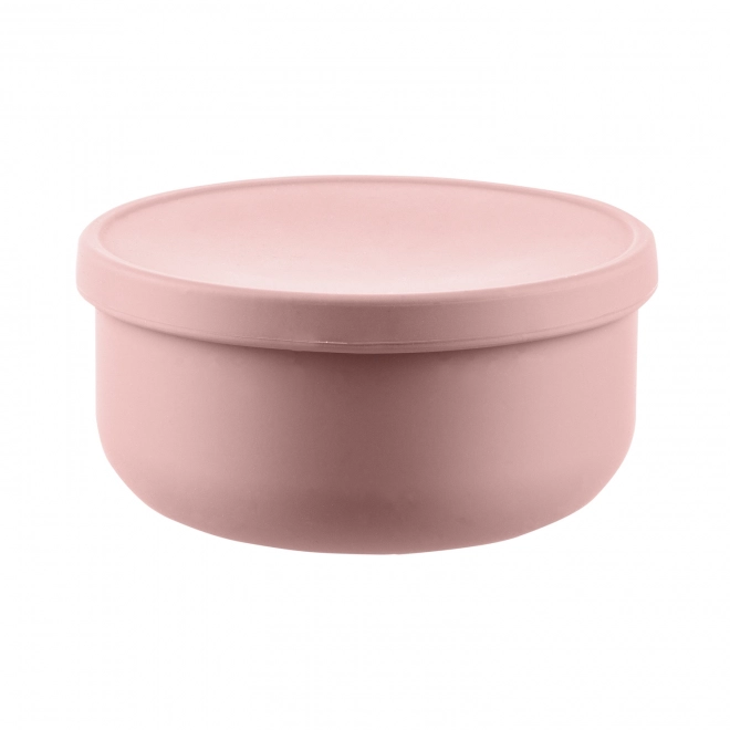 Silicone Bowl with Lid in Old Pink