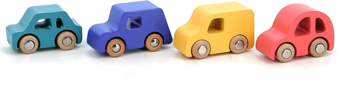 Set of 4 Wooden City Cars by Vilacity