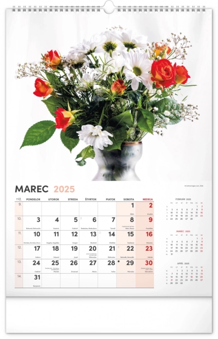 Wall Calendar Flowers 2025