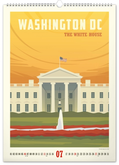 Wall calendar travel posters - world cities 2025