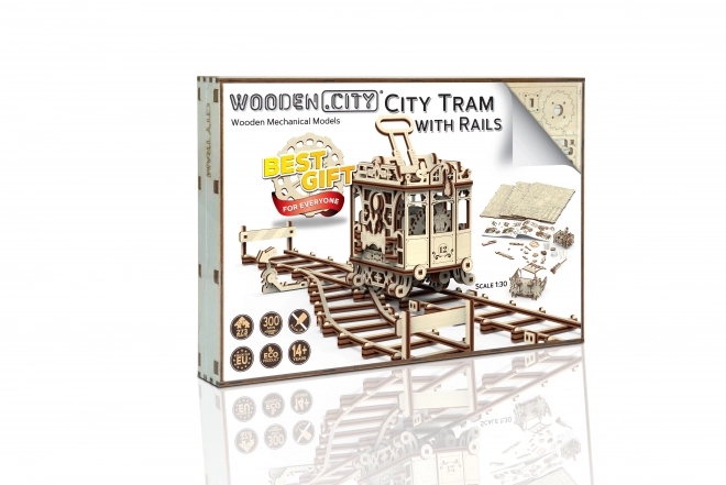 3D Puzzle Wooden City City Tram with Rails