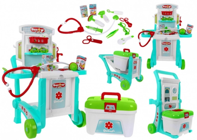 Portable Children's Medical Playset with Suitcase and Cart