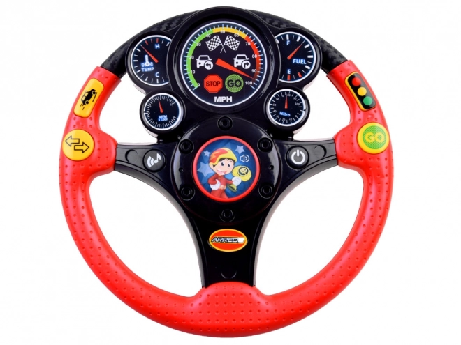 Interactive Steering Wheel with Sounds and Vibration – Red