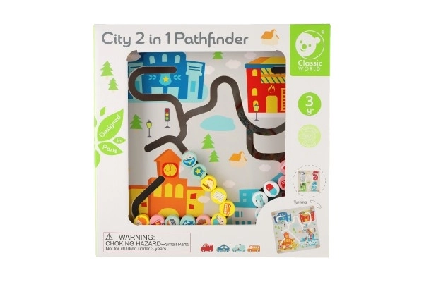 Educational City and Recycling Wooden Maze 2-in-1