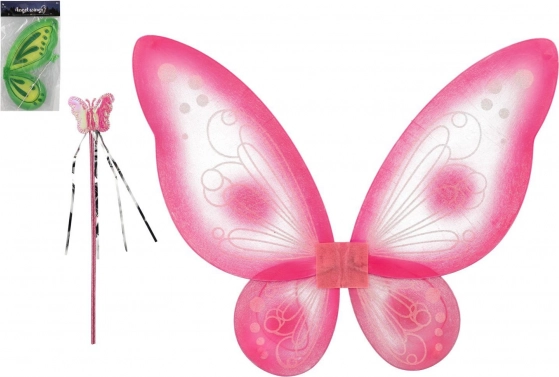 ailes de papillon avec baguette magique pour enfants, 2 couleurs