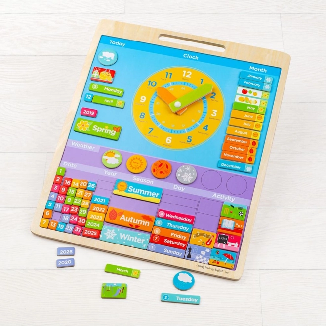 Magnetic Learning Calendar with Clock