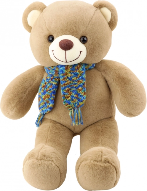 Orsetto di peluche con sciarpa colorata marrone 55 cm