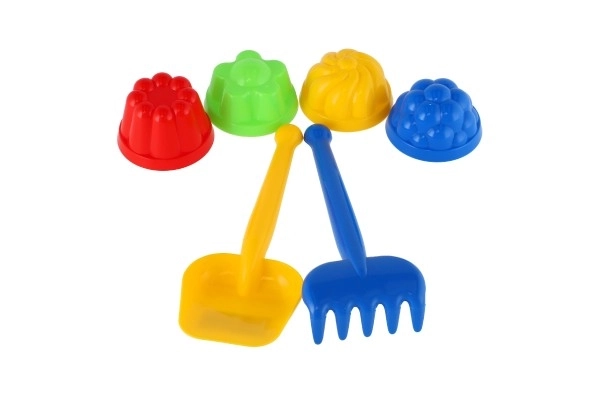 Plastic Sand Play Set with Shovel, Rake, and 4 Molds