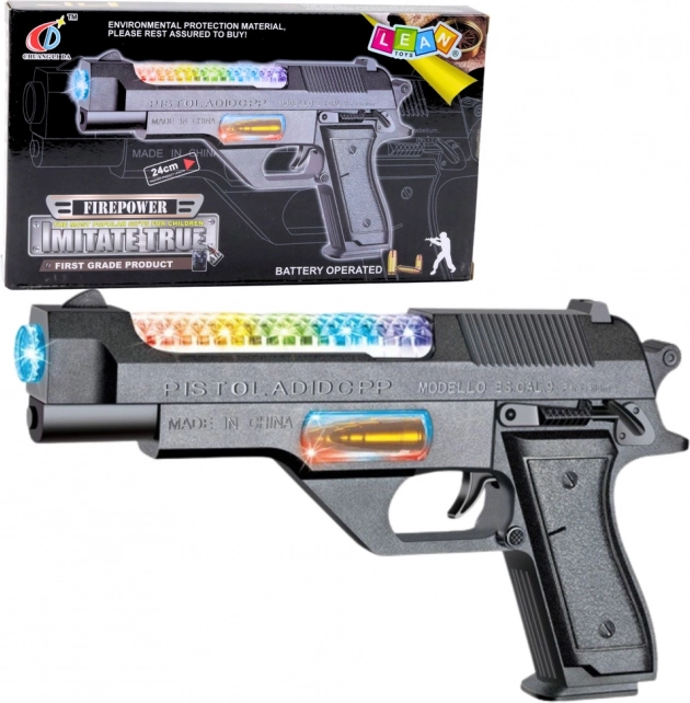 Battery-powered toy gun with lights and sounds 24 cm