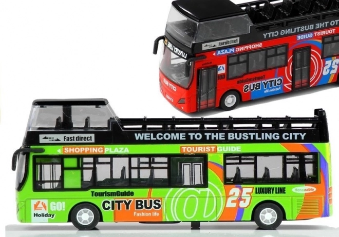 Green Tourist Double Decker Bus with Opening Doors