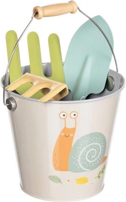 Bucket with Mini Tools and Happy Snail Design