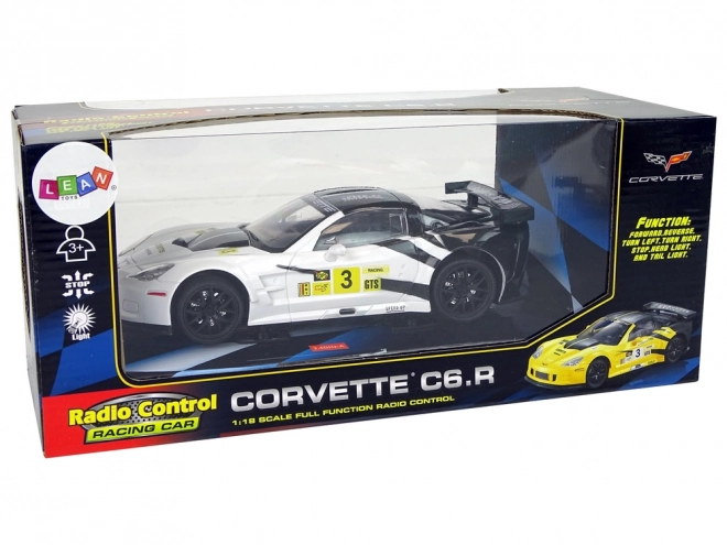 remote control racing car corvette c6.r white with lights