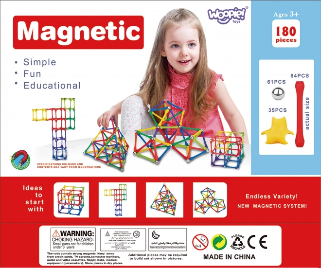 Blocchi da costruzione magnetici Woopie Puzzle creativo 180 pezzi