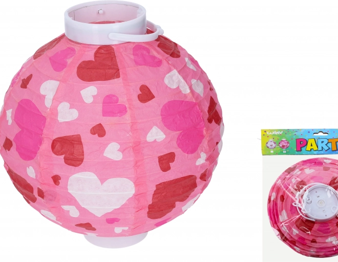 Lampion kula 20 cm na baterie z motywem serduszek