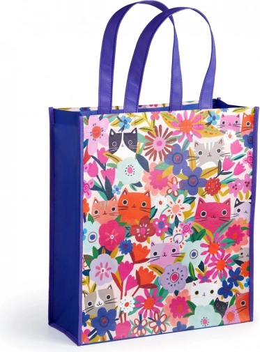 Reusable Shopping Bag Cats in Flowers