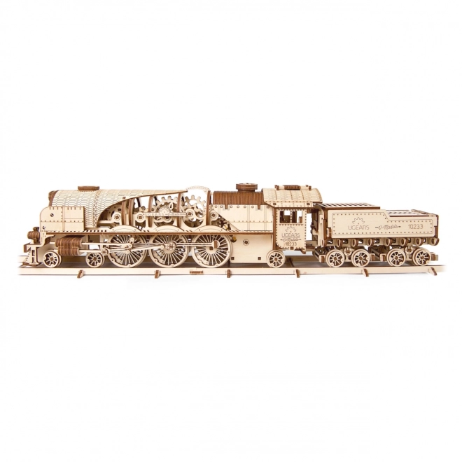 Ugears 3D Wooden Mechanical Puzzle Steam Locomotive V-Express 4-6-2 with Tender