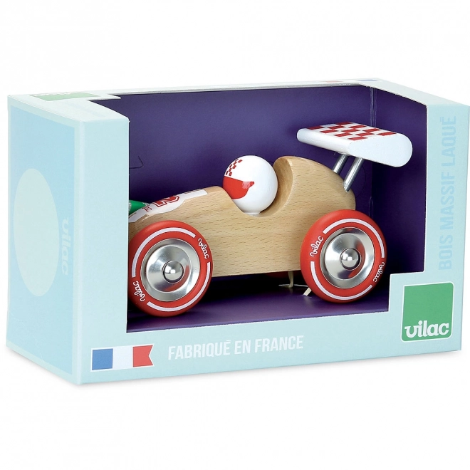 Vilac pull-along racing car with red fin