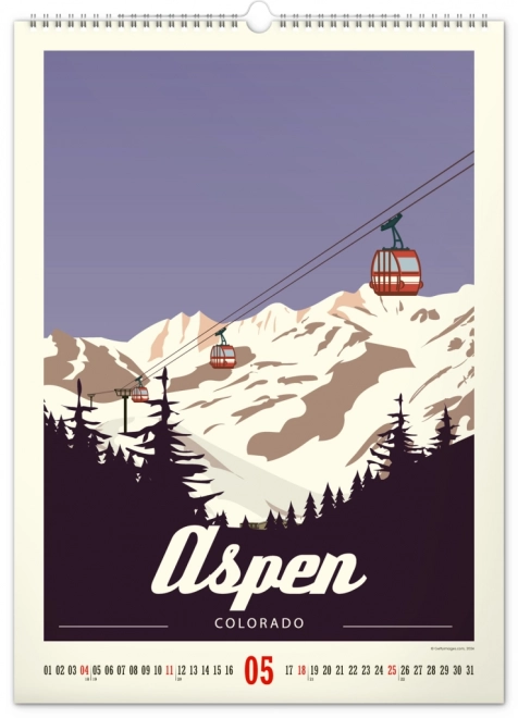 Wall Calendar Travel Posters - Mountains 2025