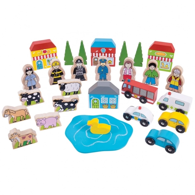 Bigjigs Rail Large Wooden Train Accessory Set