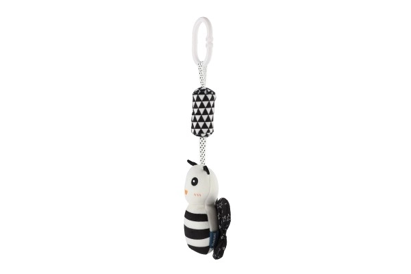 Black and White Plush Animal Rattle for Stroller or Crib