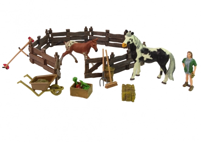 Wooden Farm Set with Horse Figures