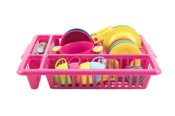 Dishware Set with Drainer – Pink