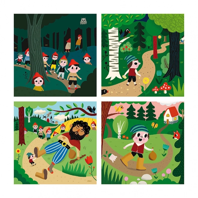 Vilac wooden puzzle of thumbelina 4 in 1