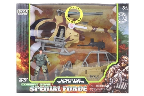 Military Playset with Helicopter and Car