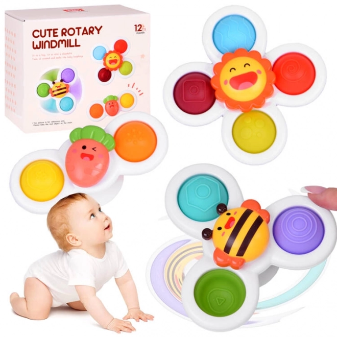Sensory Fidget Spinner with Suction - Set of 3