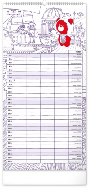 Family Planner Calendar with Teribear Illustrations 2025